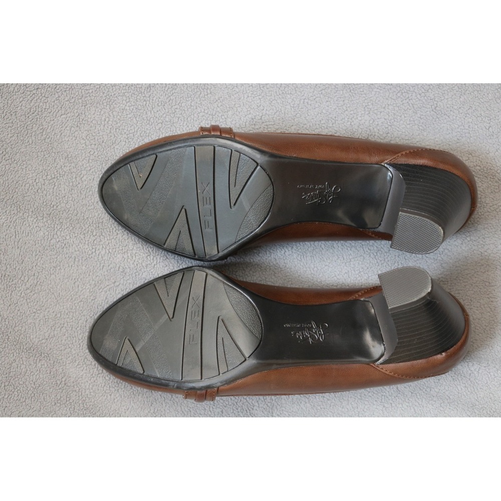 LIFESTRIDE Odele Loafer Pump Women 10M Brown Bit Detail Block Heel Career Shoes - Picture 6 of 9